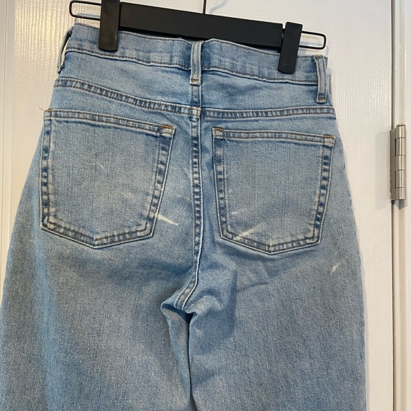 Everlane High Rise Straight Leg Light Wash Denim Jeans Distressed Zip Size 0 - Picture 7 of 12